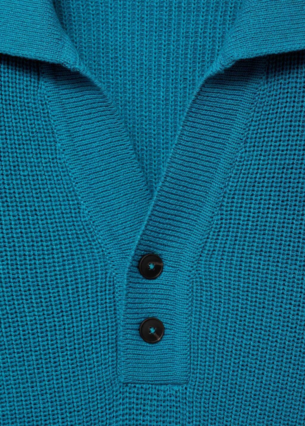 Turquoise Pearl-Knit Polo Shirt, , large image number 4