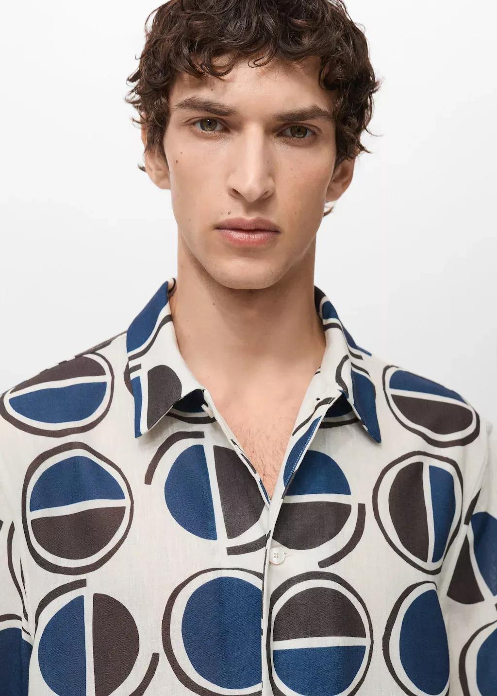 White Printed Short-Sleeved Shirt, , large image number 1