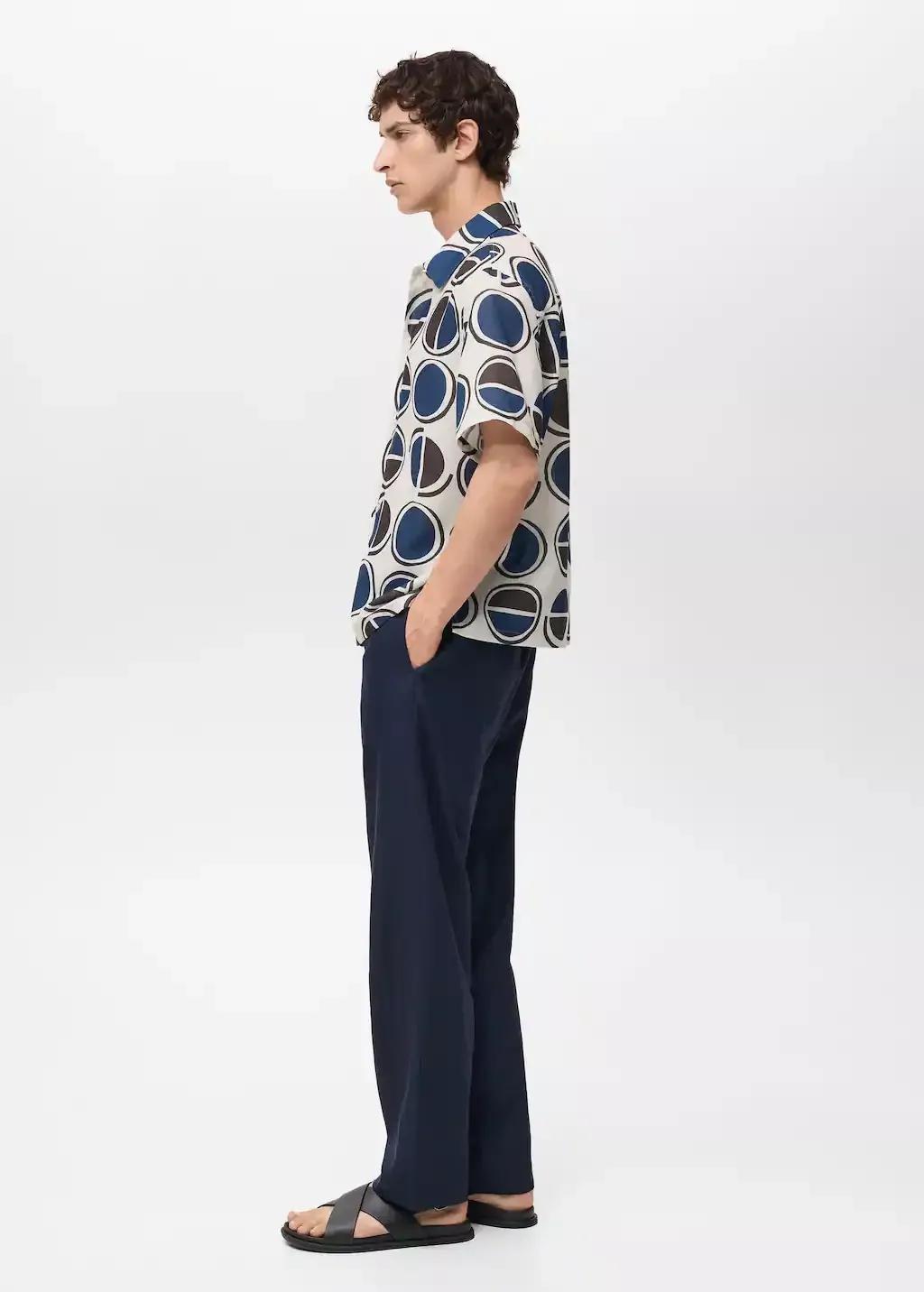 White Printed Short-Sleeved Shirt, , large image number 3
