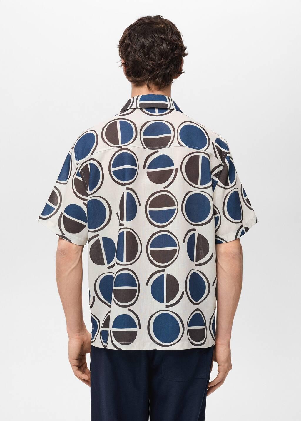 White Printed Short-Sleeved Shirt, , large image number 6