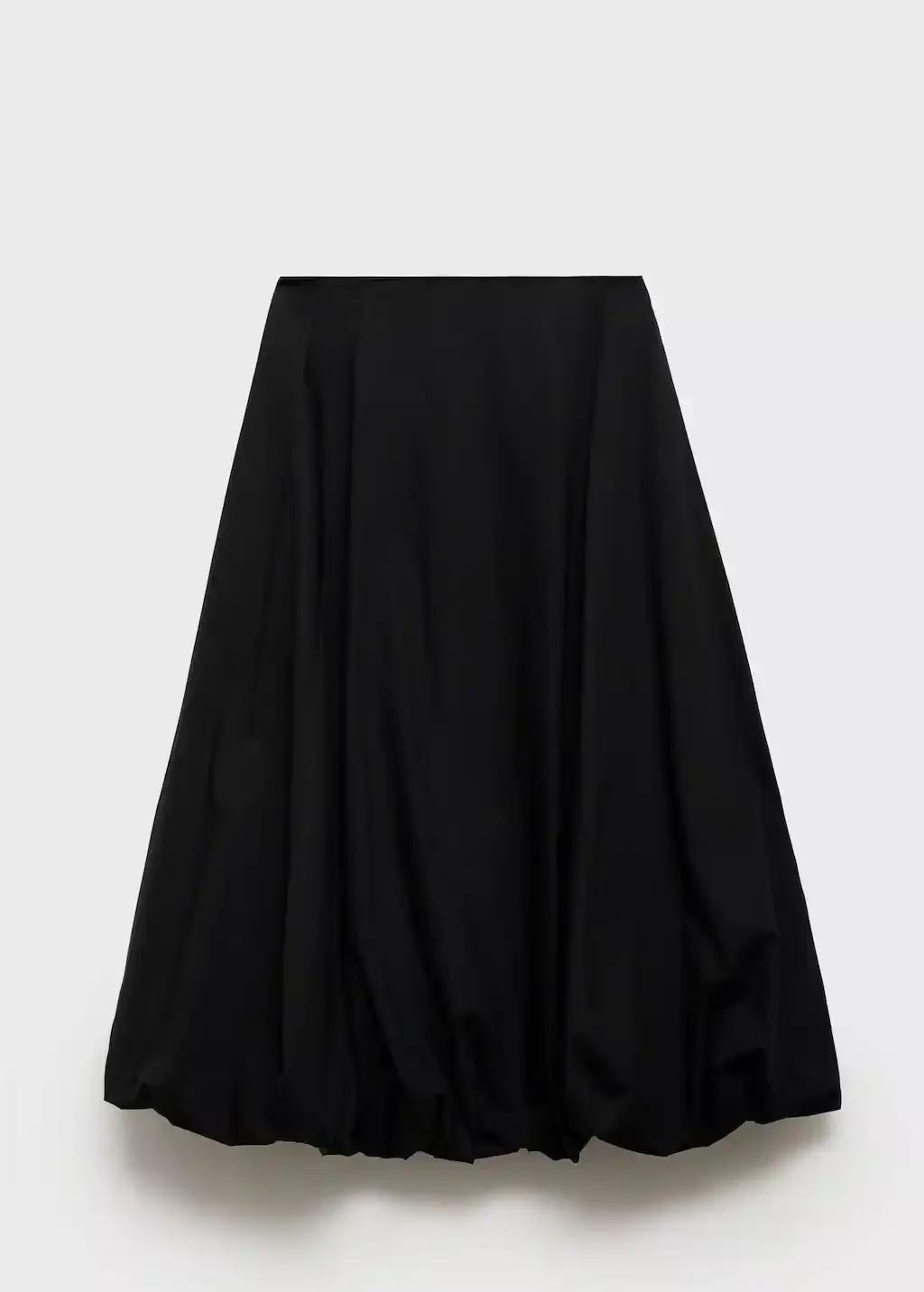 Black Flared Skirt With Puffed Hem, , large image number 3