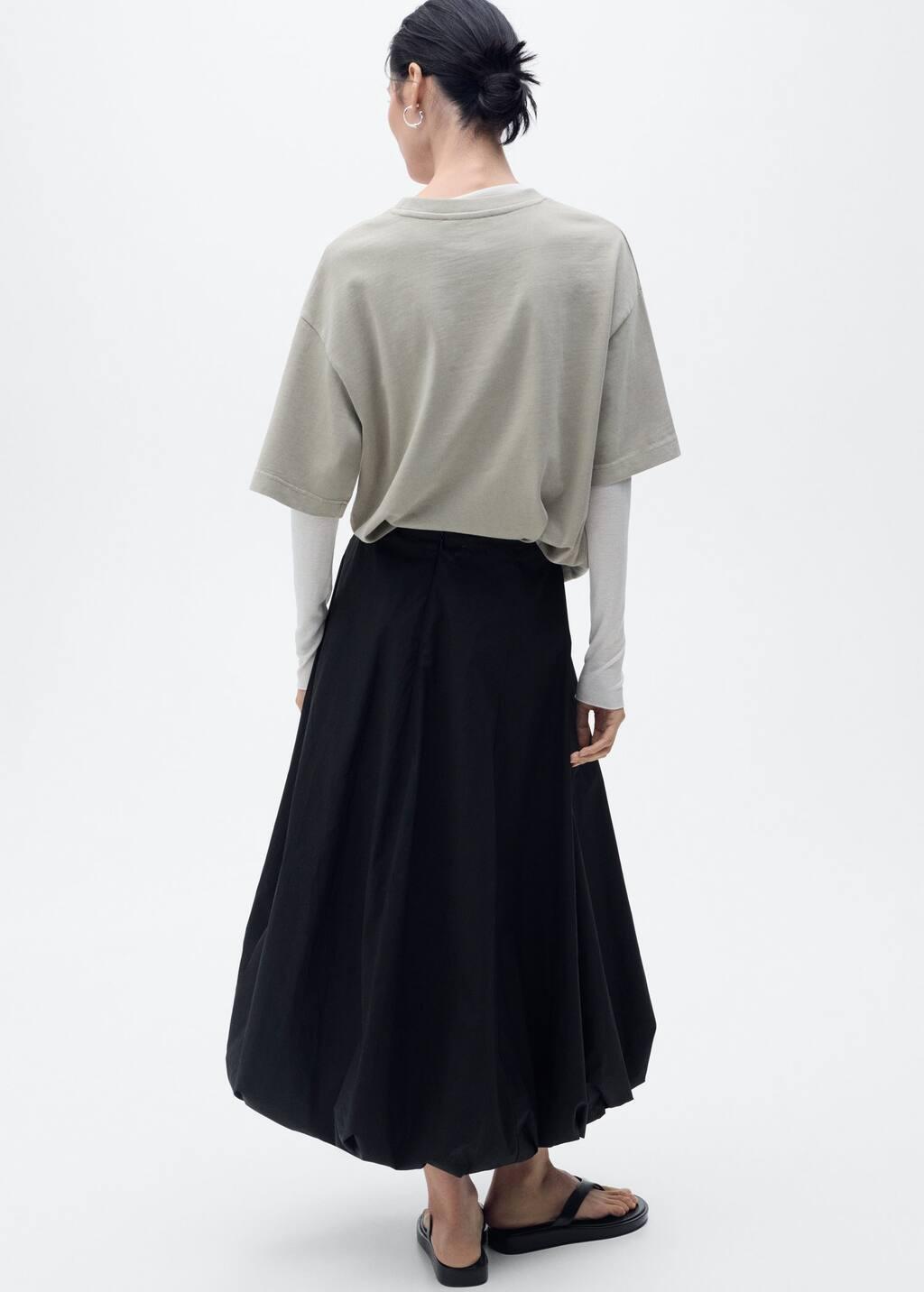 Black Flared Skirt With Puffed Hem, , large image number 6