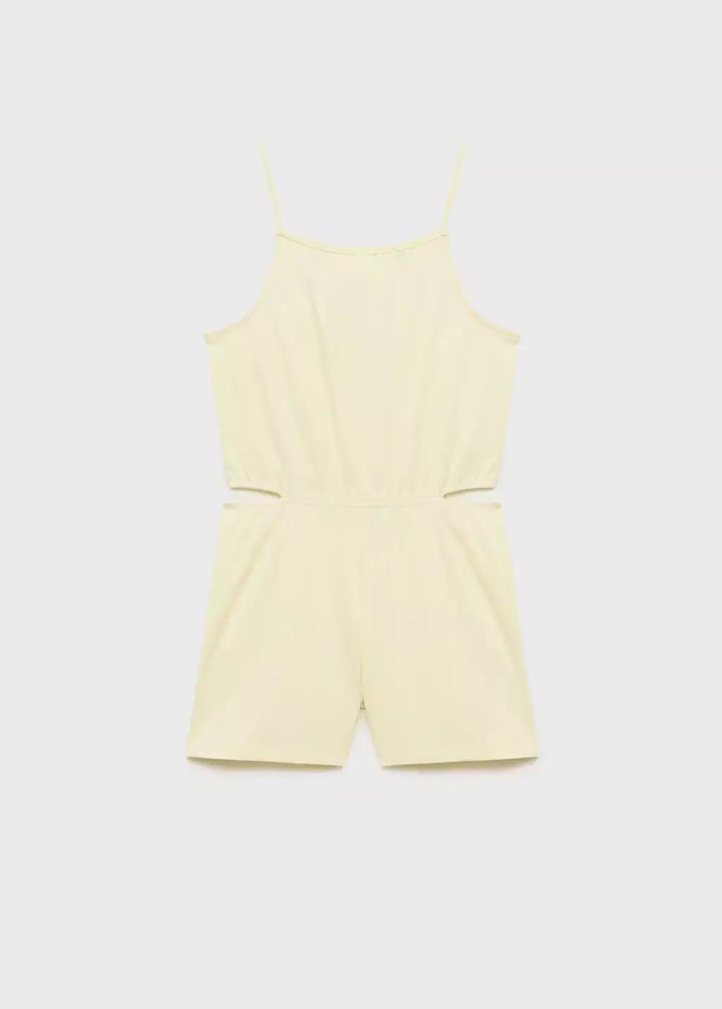 Yellow Cotton Short Jumpsuit, Kids Girl, , large image number 3