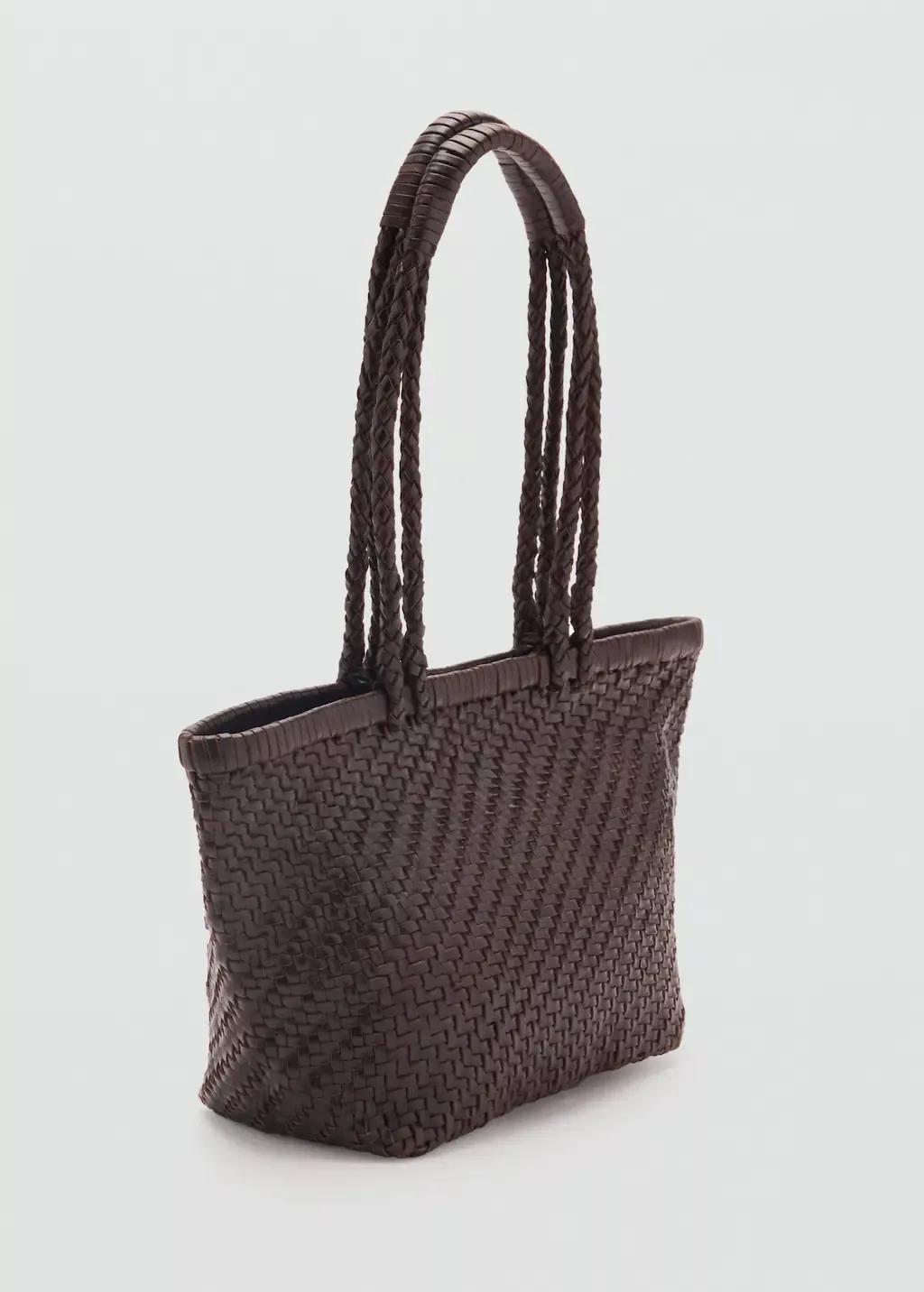 DARK BROWN Medium braided leather bag, Dark Brown, large image number 0