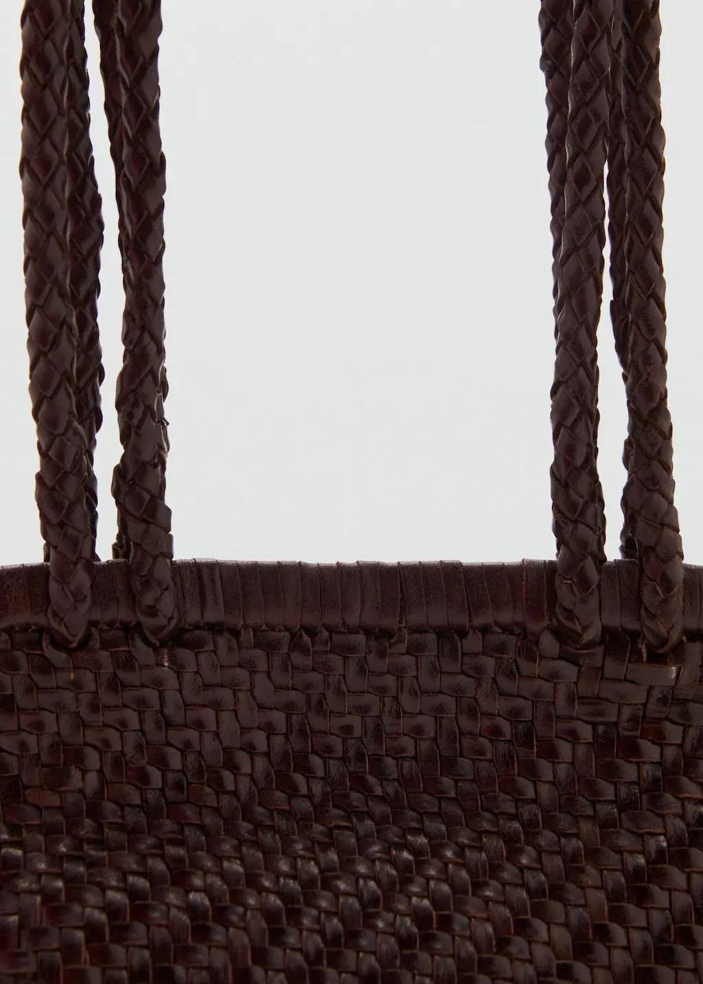 DARK BROWN Medium braided leather bag, Dark Brown, large image number 2
