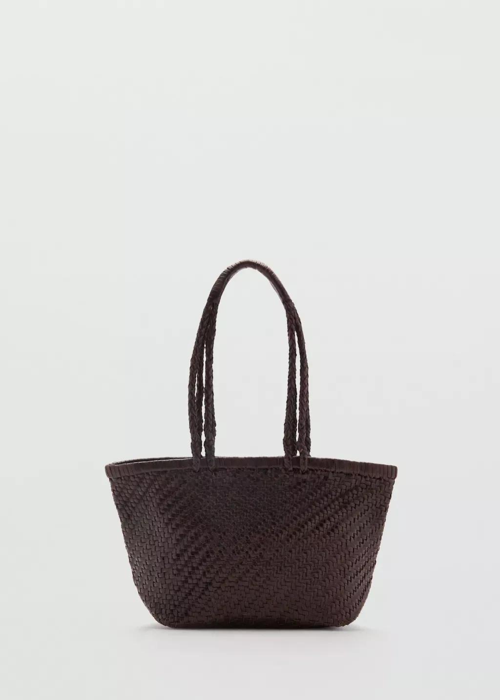 DARK BROWN Medium braided leather bag, Dark Brown, large image number 3