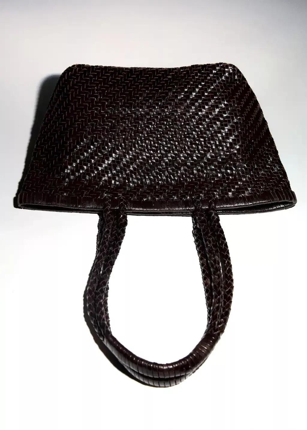 DARK BROWN Medium braided leather bag, Dark Brown, large image number 5
