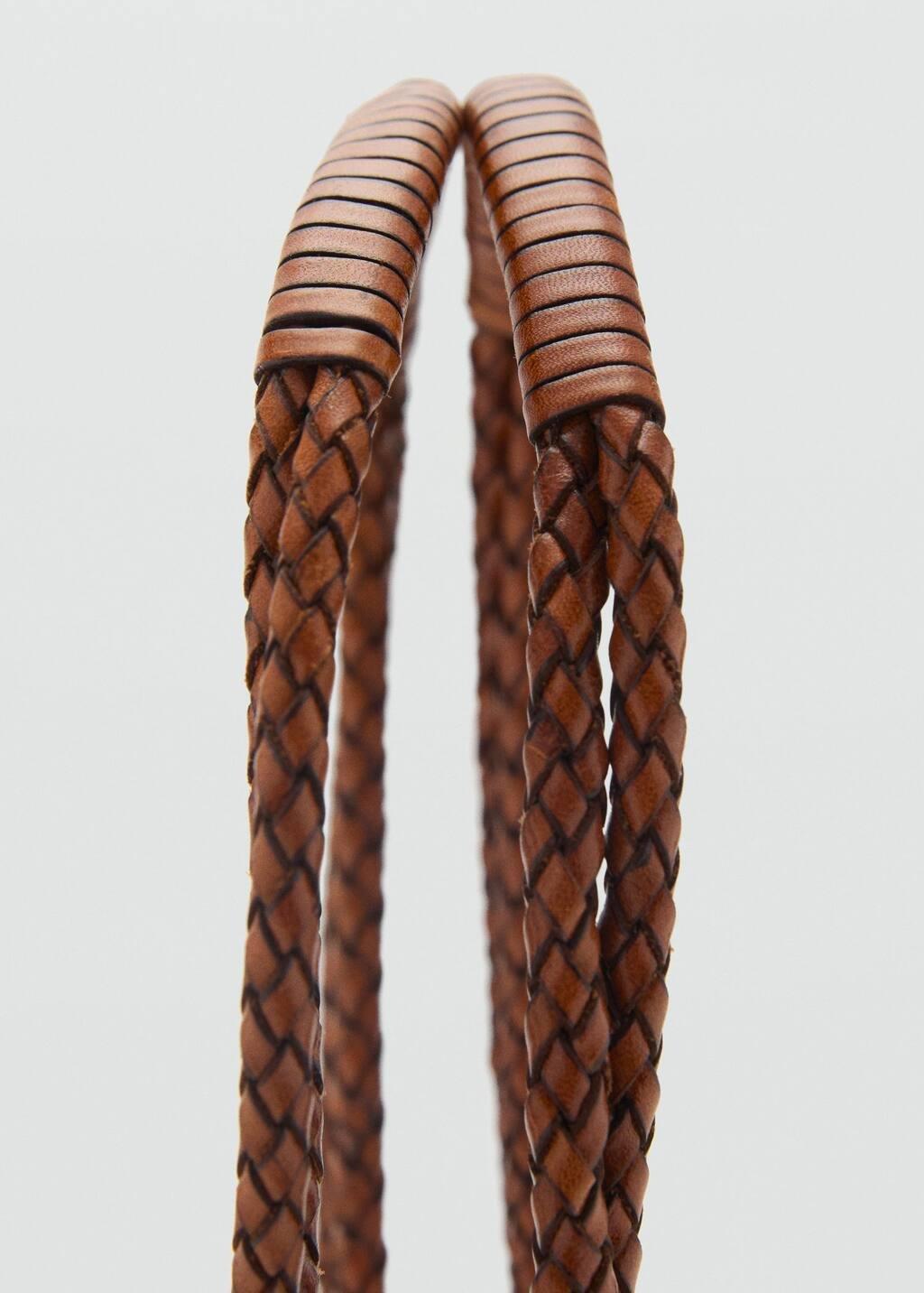 Brown Braided Leather Shoulder Bag, Medium Brown, large image number 1