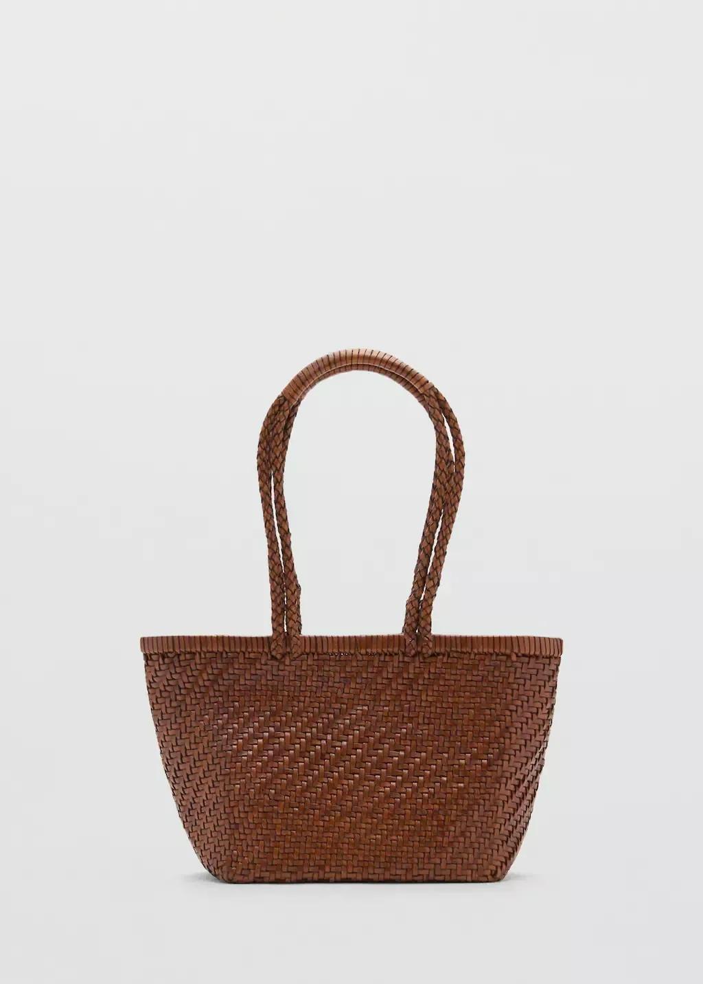 Brown Braided Leather Shoulder Bag, Medium Brown, large image number 3