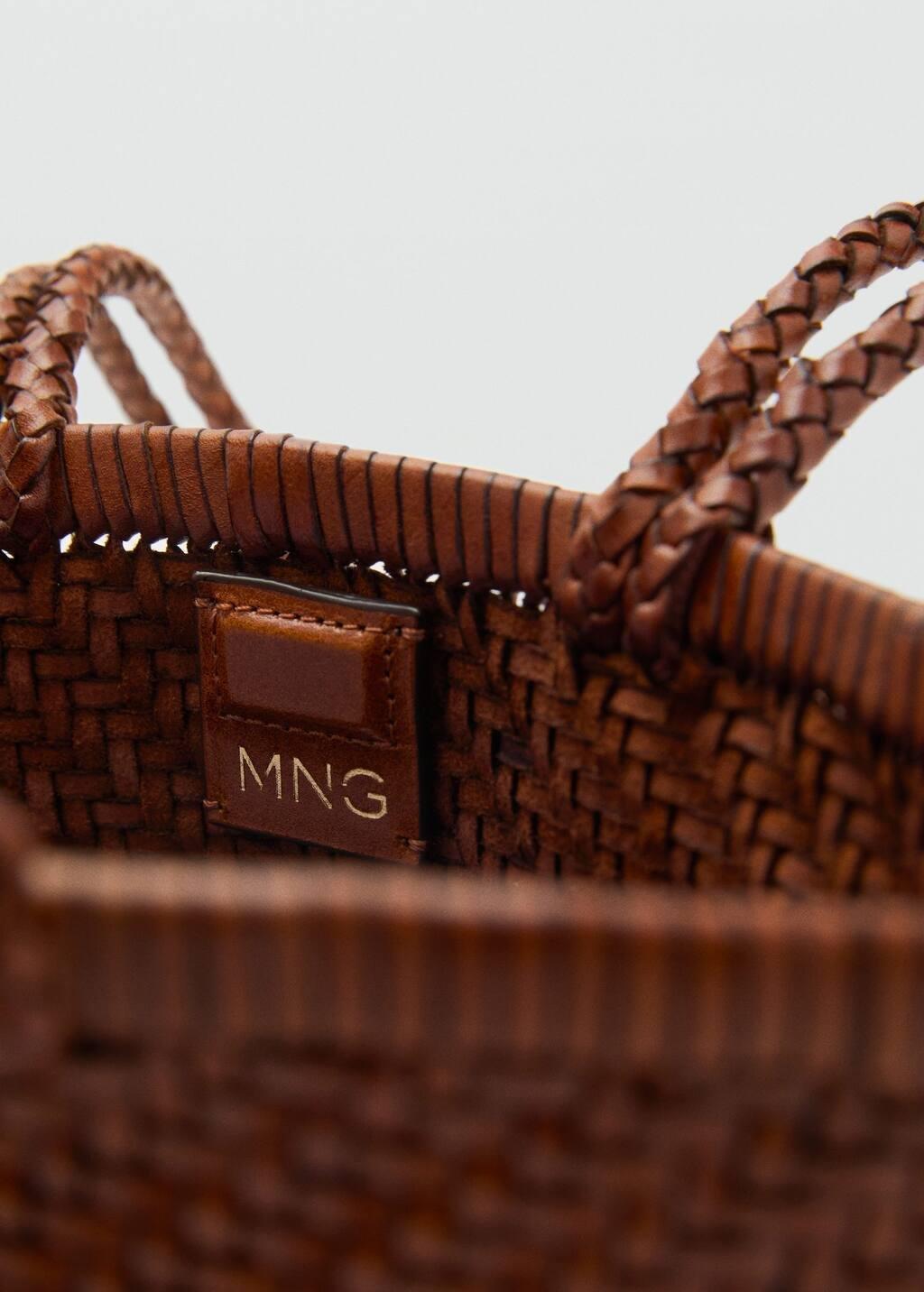 Brown Braided Leather Shoulder Bag, Medium Brown, large image number 4