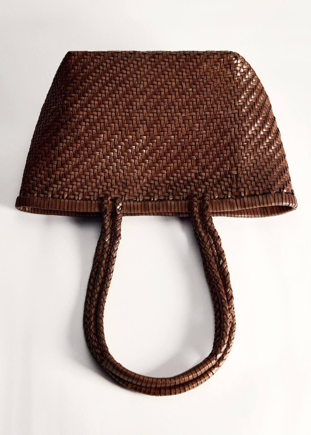 Brown Braided Leather Shoulder Bag, Medium Brown, large image number 5