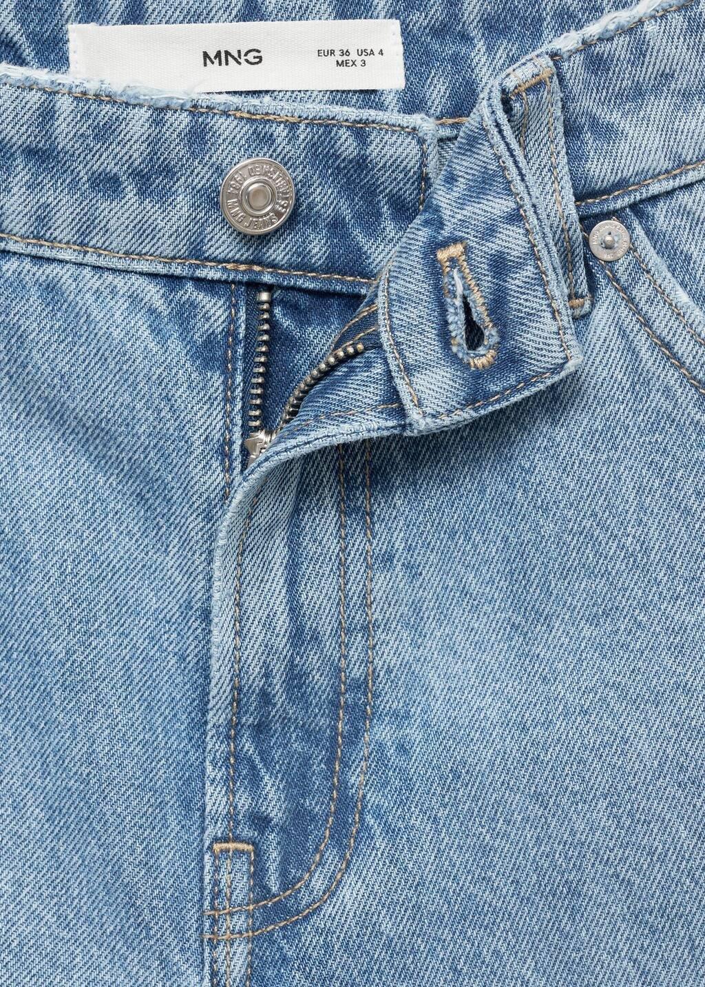 Blue Denim Bermuda Shorts With Frayed Hem, , large image number 4