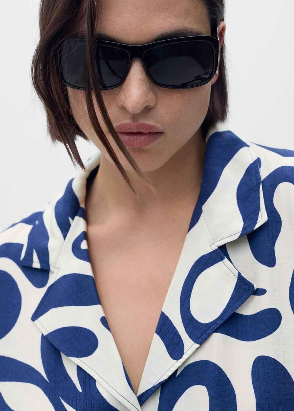 White Printed Crop Shirt With Knot Detail, , large image number 5