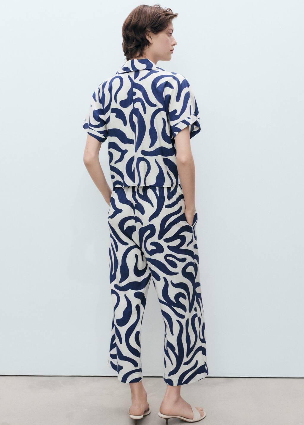 White Printed Crop Shirt With Knot Detail, , large image number 9