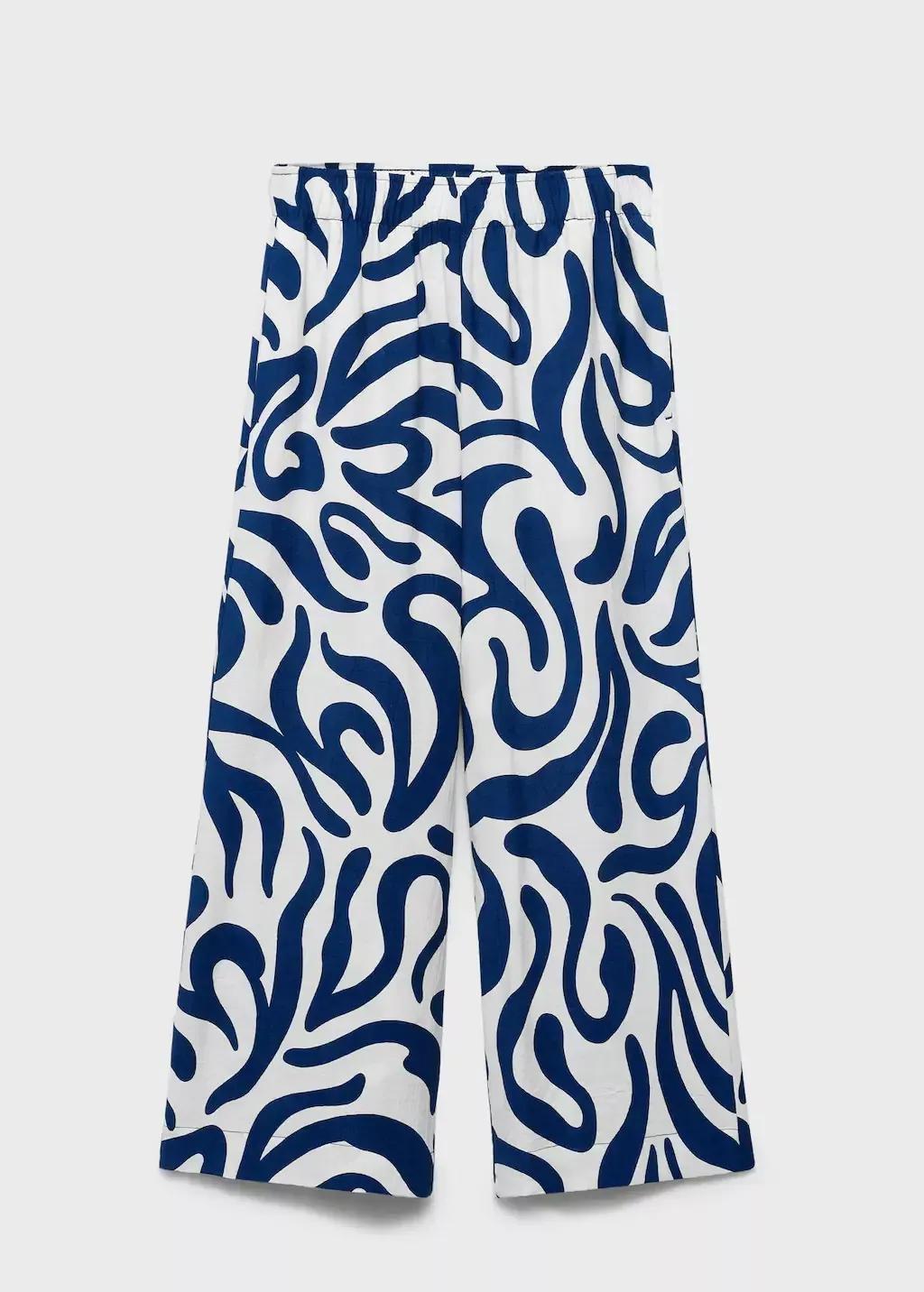 White Printed Culotte Trousers, , large image number 4