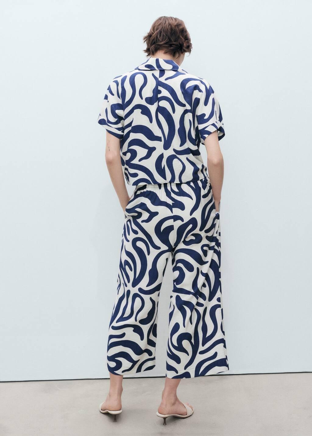 White Printed Culotte Trousers, , large image number 7