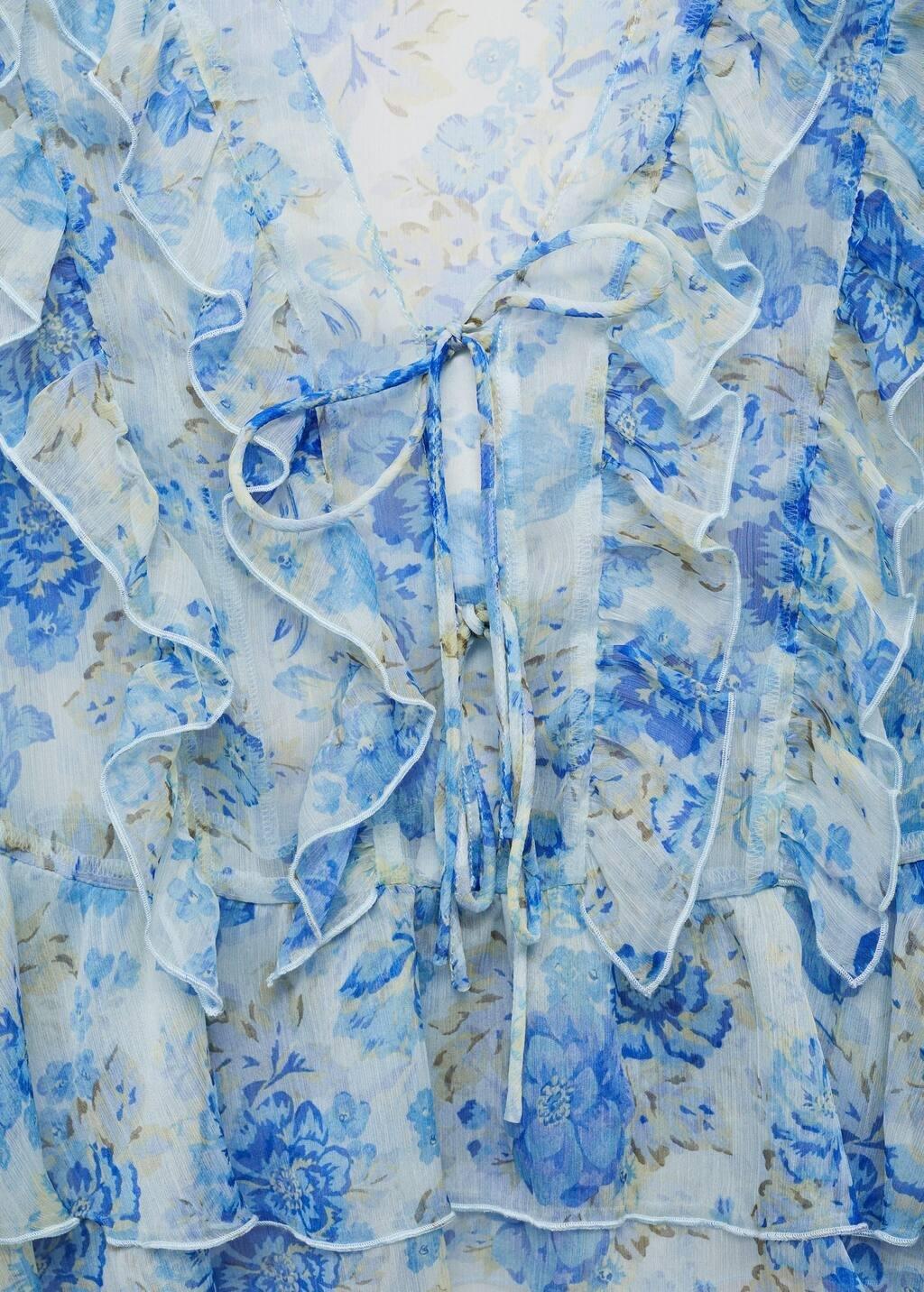 Blue Lt Pastel Floral Ruffled Blouse, , large image number 2