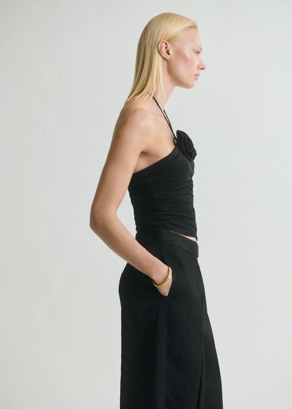 BLACK Floral halter top, , large image number 2