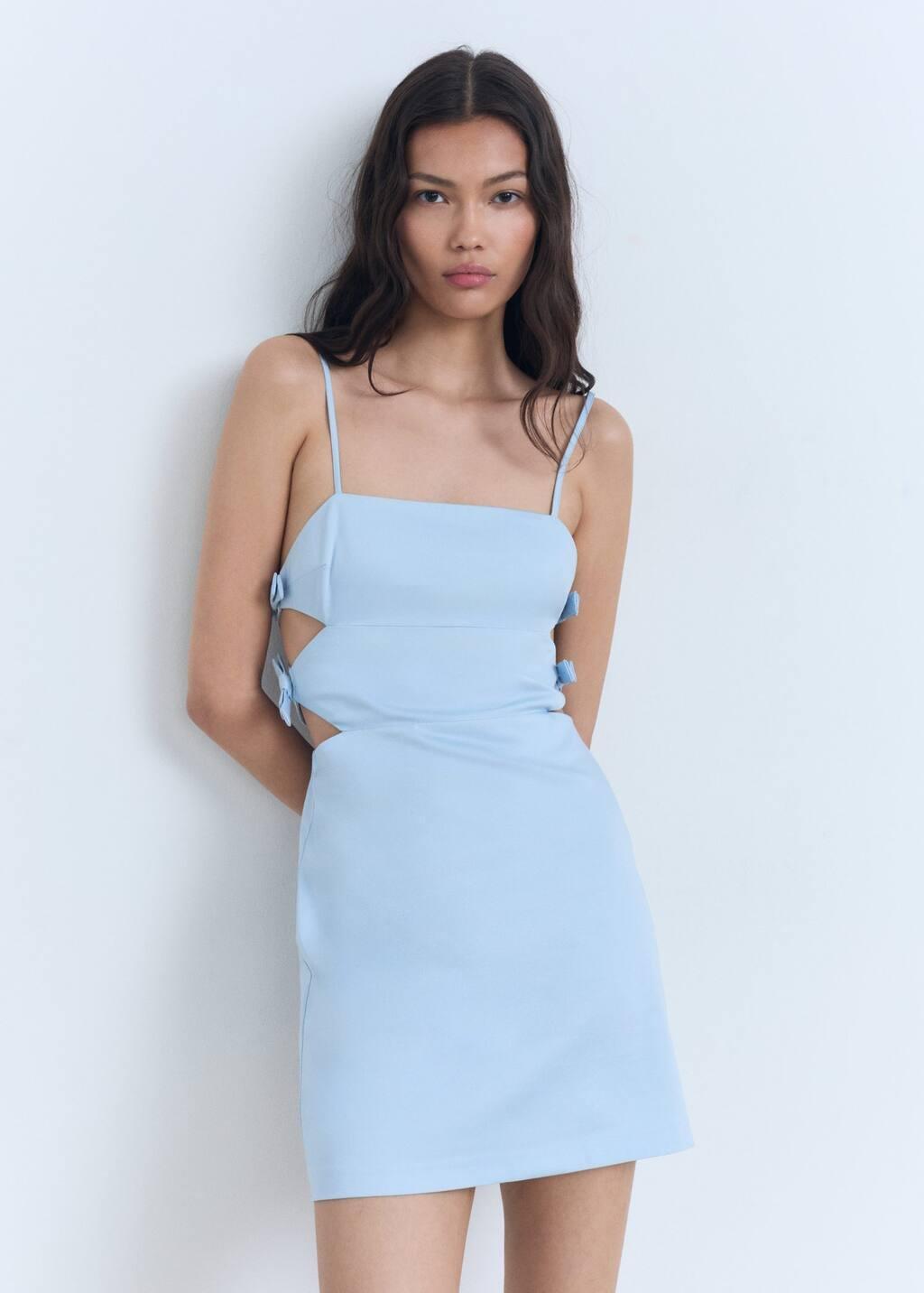LT-PASTEL BLUE Short cut-out dress with bows, , large image number 2