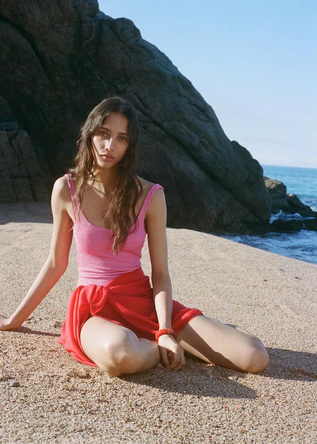 Pink Textured Swimsuit, , large image number 1