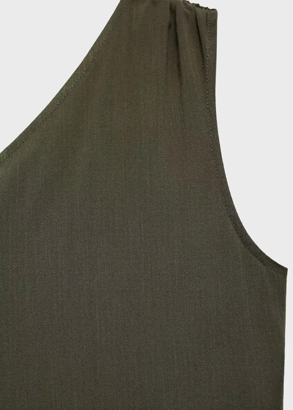 Khaki Asymmetrical Puffed Dress, , large image number 4
