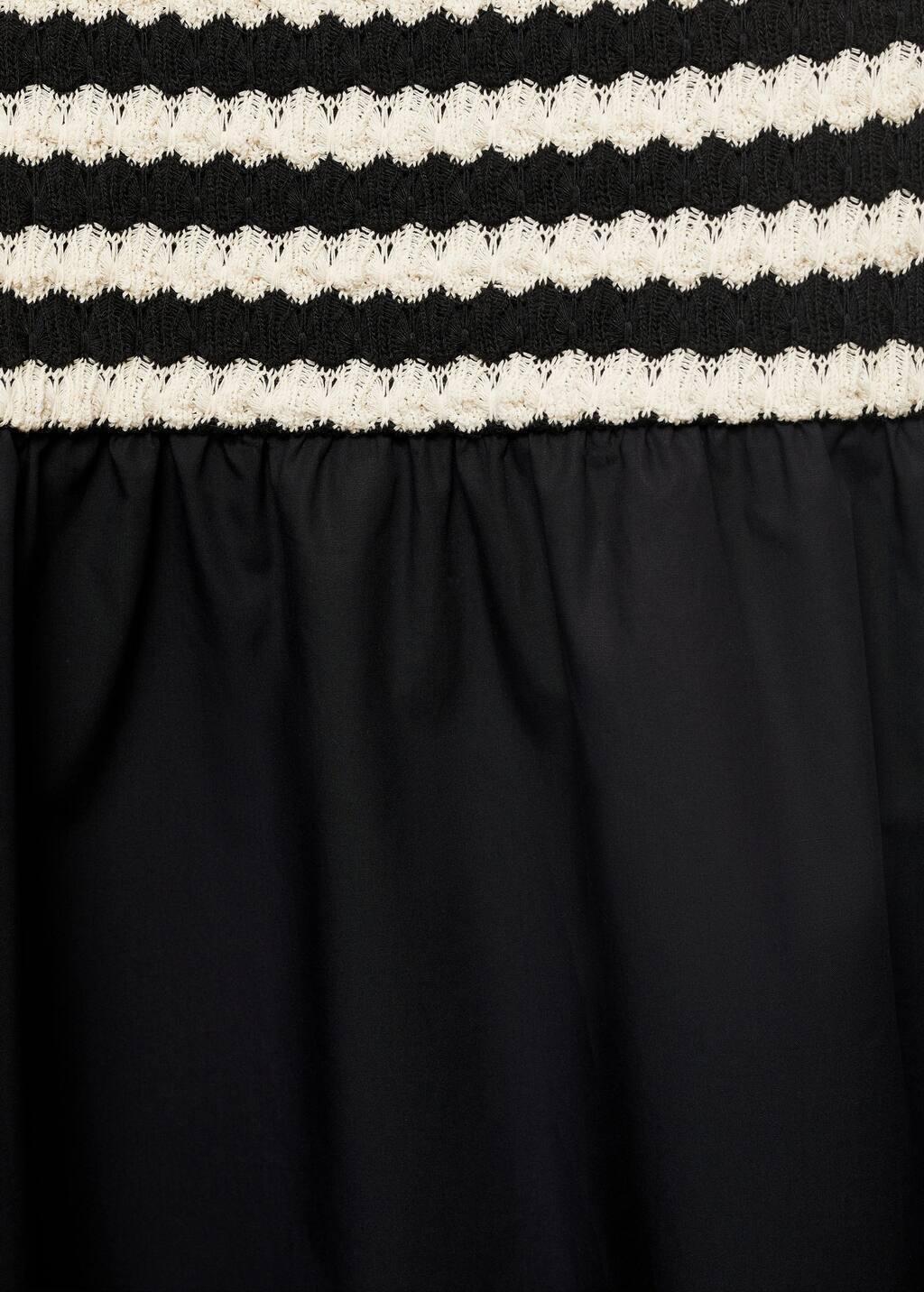 Black Combined Striped Strapless Dress, , large image number 2