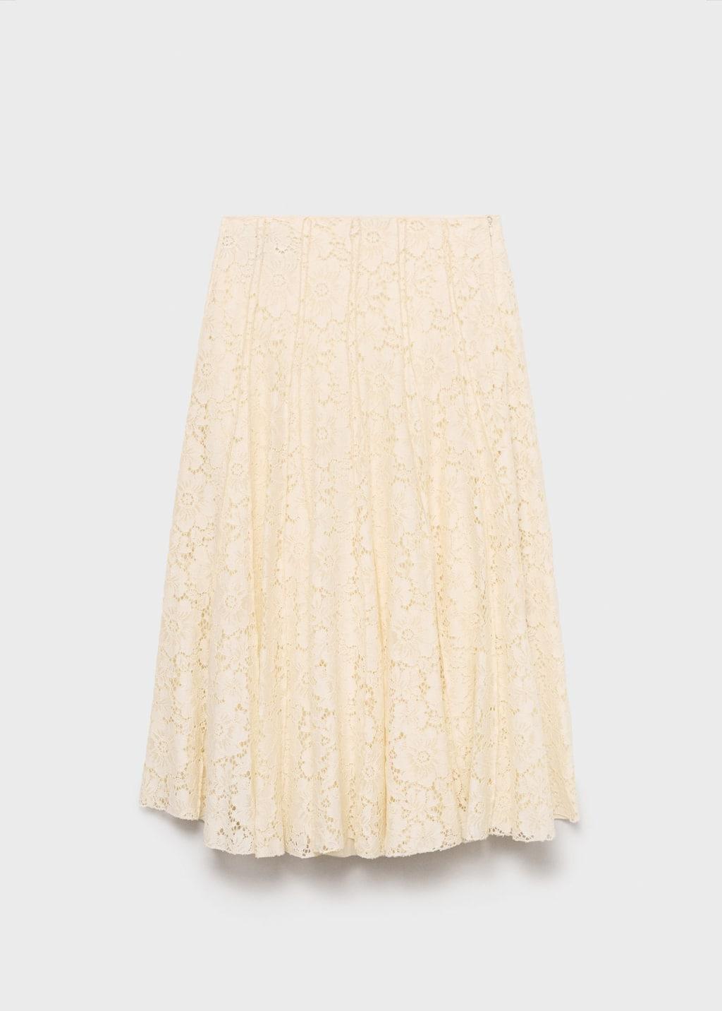 Beige Long Lace Skirt, , large image number 3