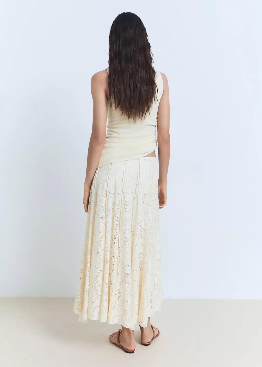 Beige Long Lace Skirt, , large image number 6