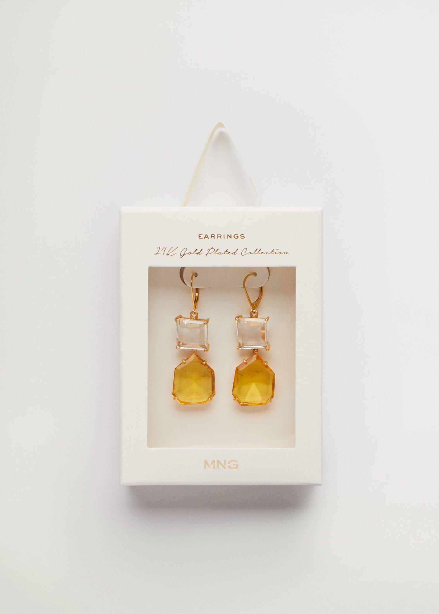 Gold Mixed Pendant Earrings, Women, , large image number 1