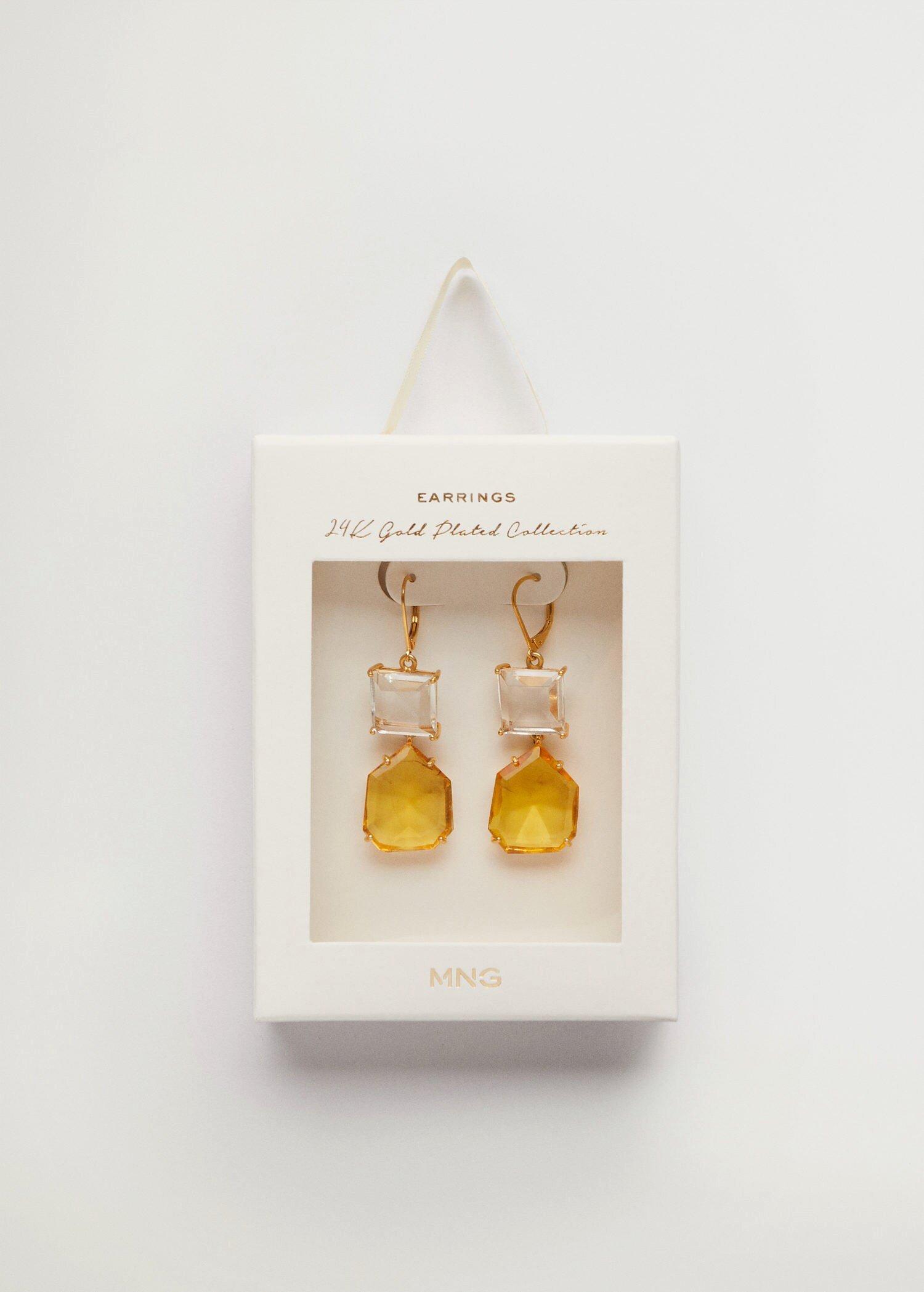 Gold Mixed Pendant Earrings, Women, , large image number 2