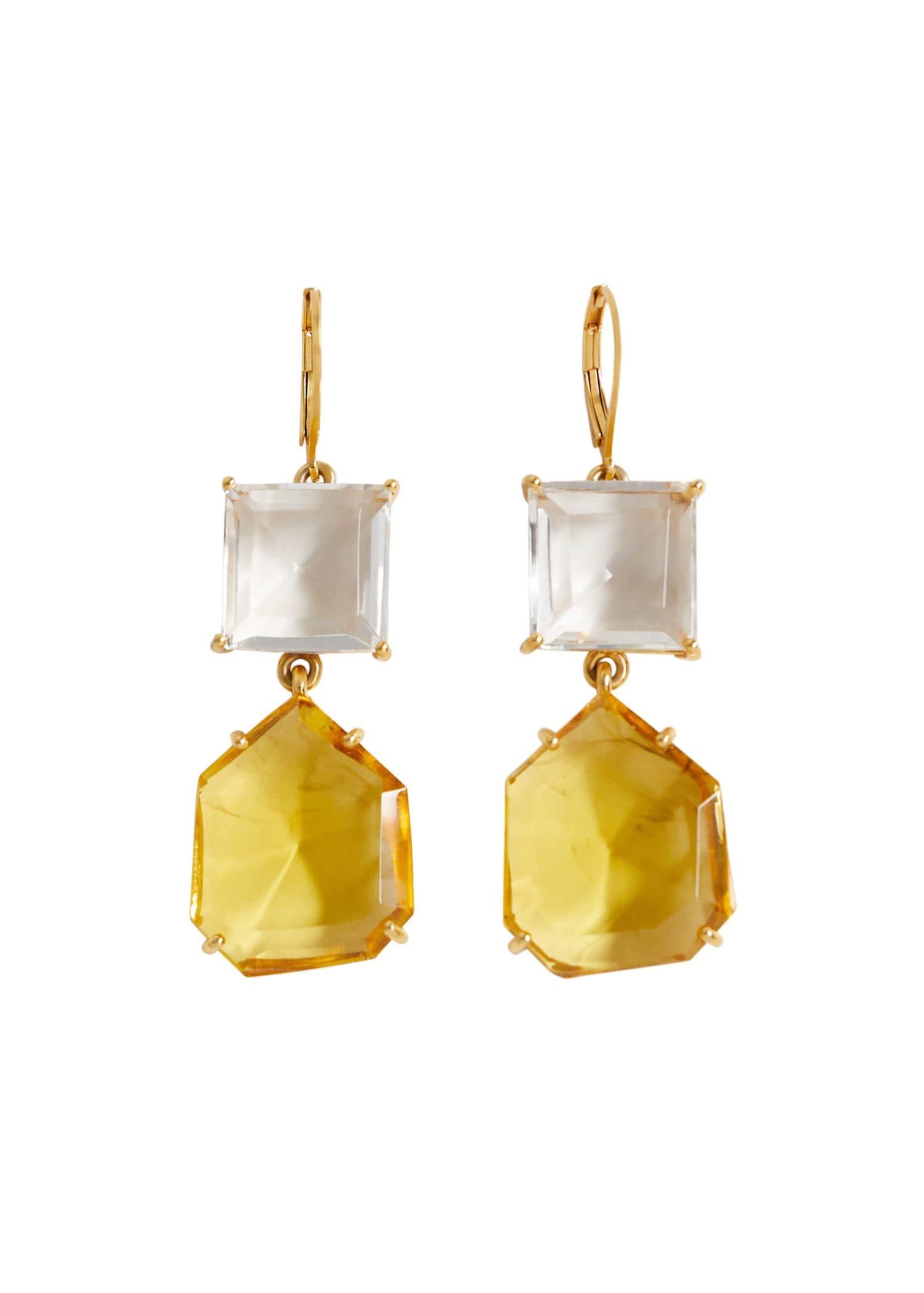 Gold Mixed Pendant Earrings, Women, , large image number 4