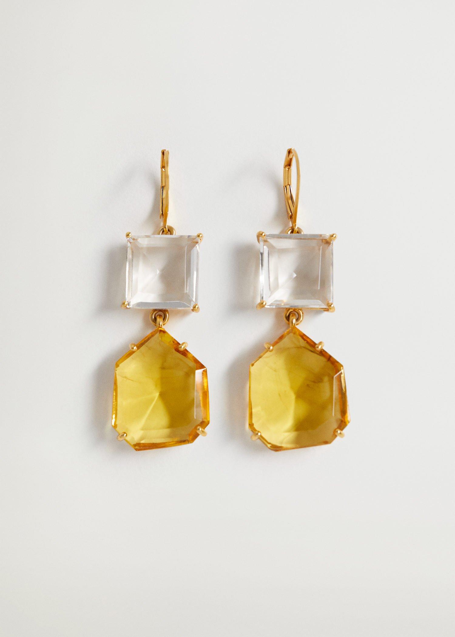 Gold Mixed Pendant Earrings, Women, , large image number 6