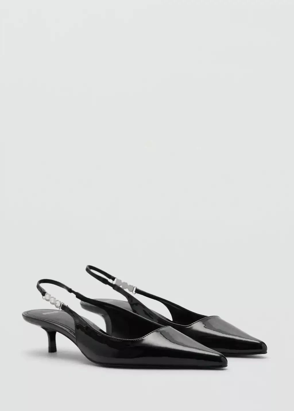 Black Kitten Shoe With Rhinestone Detail, , large image number 0