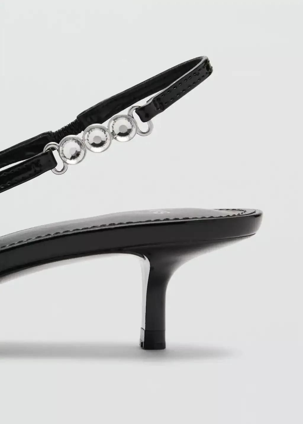 Black Kitten Shoe With Rhinestone Detail, , large image number 1