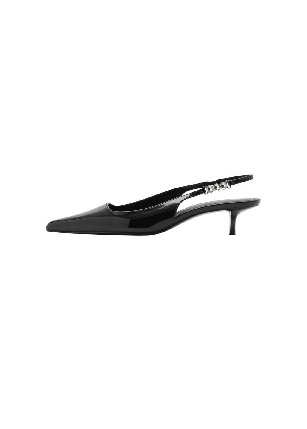 Black Kitten Shoe With Rhinestone Detail, , large image number 3