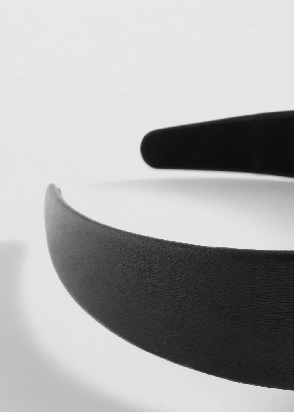 Black Leather Headband, Black, large image number 0
