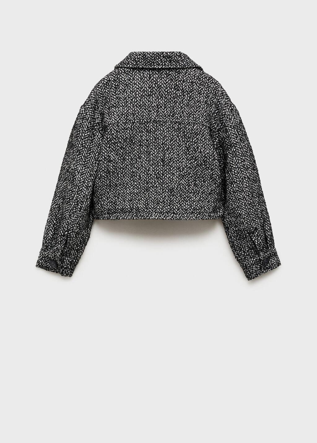 Black Herringbone Crop Jacket, Kids Girl, , large image number 4