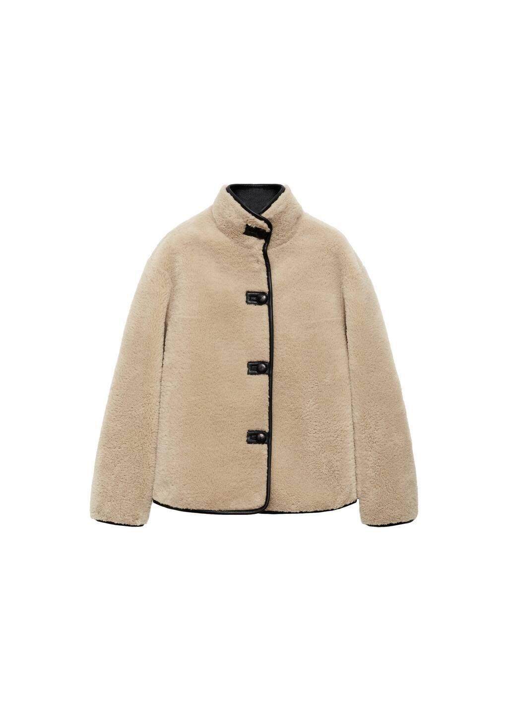 Beige Fur-Effect Coat With Applique, , large image number 3