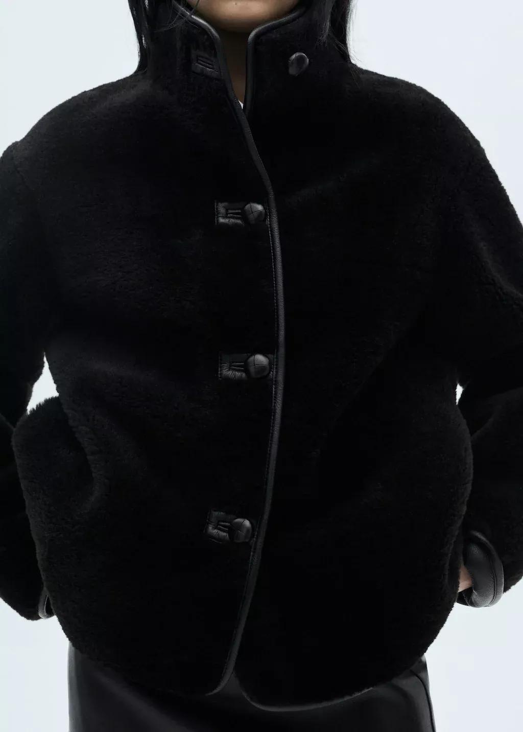 Black Fur-Effect Coat With Applique, , large image number 2