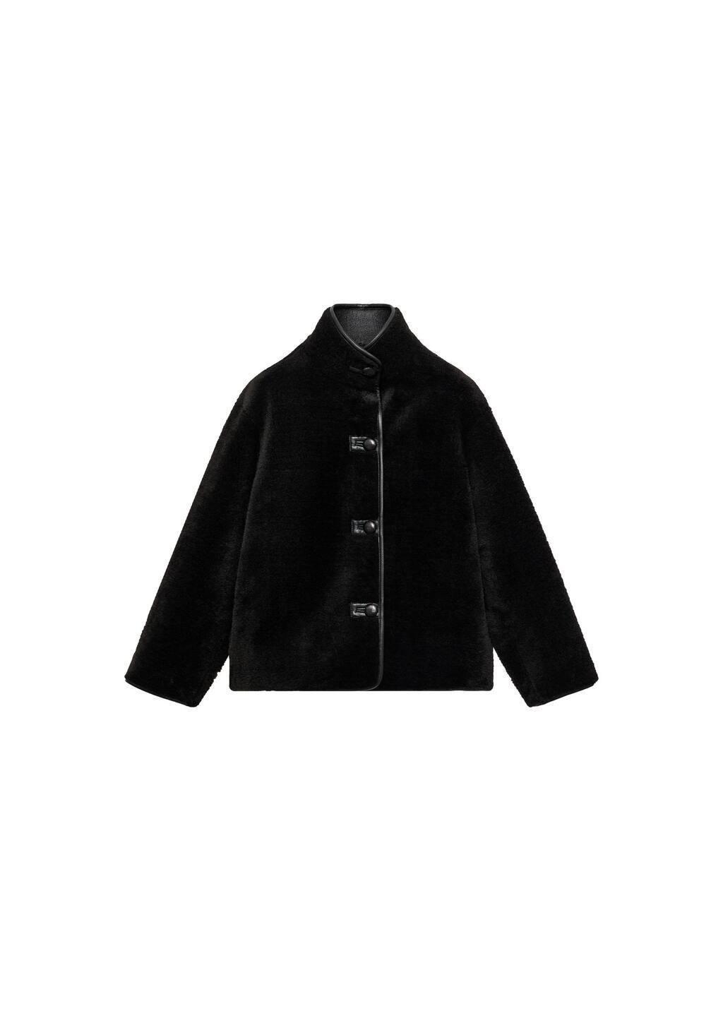 Black Fur-Effect Coat With Applique, , large image number 3
