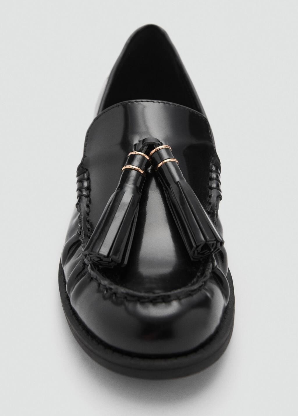 BLACK Leather loafers with tassels, , large image number 1