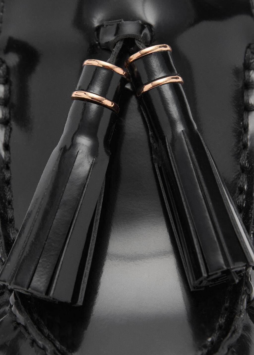 BLACK Leather loafers with tassels, , large image number 2