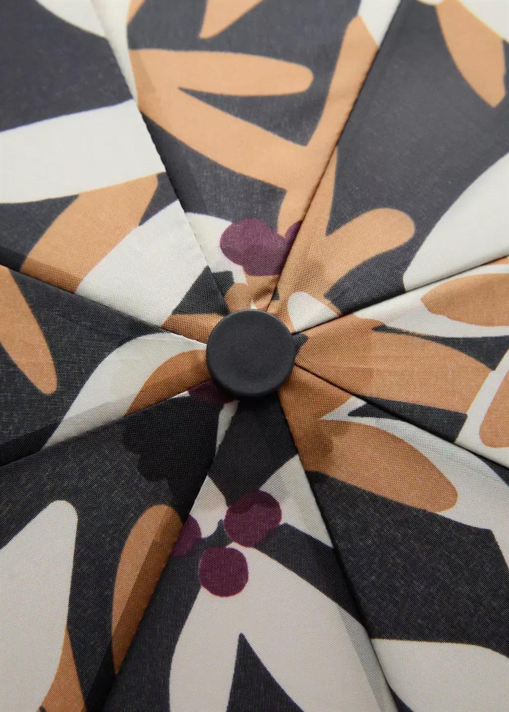 Black Flower Print Umbrella, Black, large image number 1