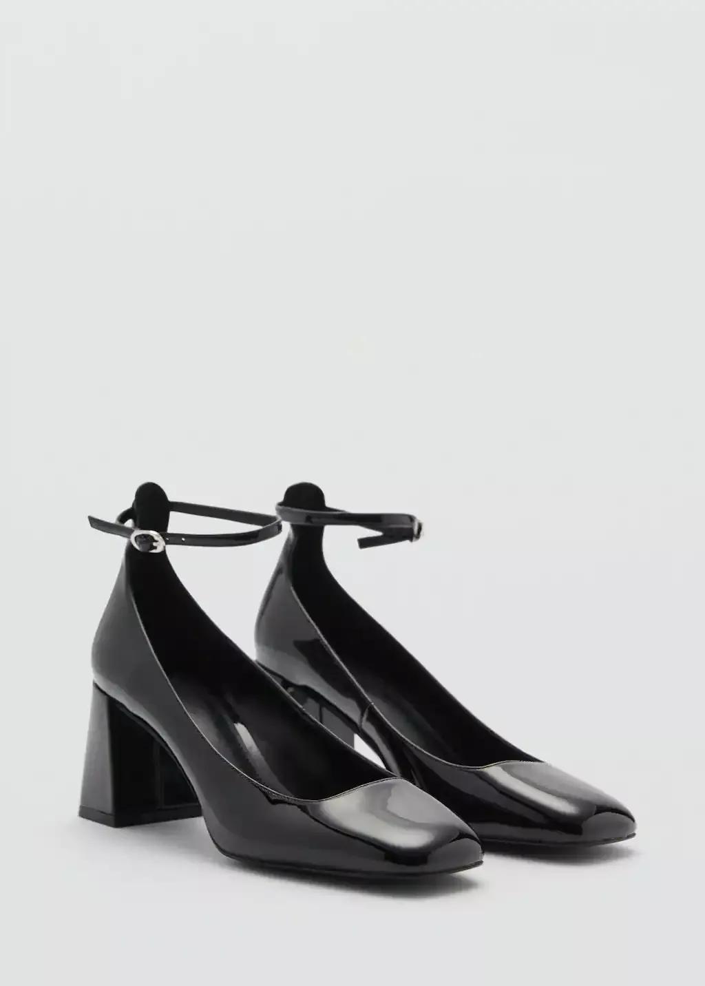 Black Patent Leather-Effect Heeled Shoes, , large image number 0