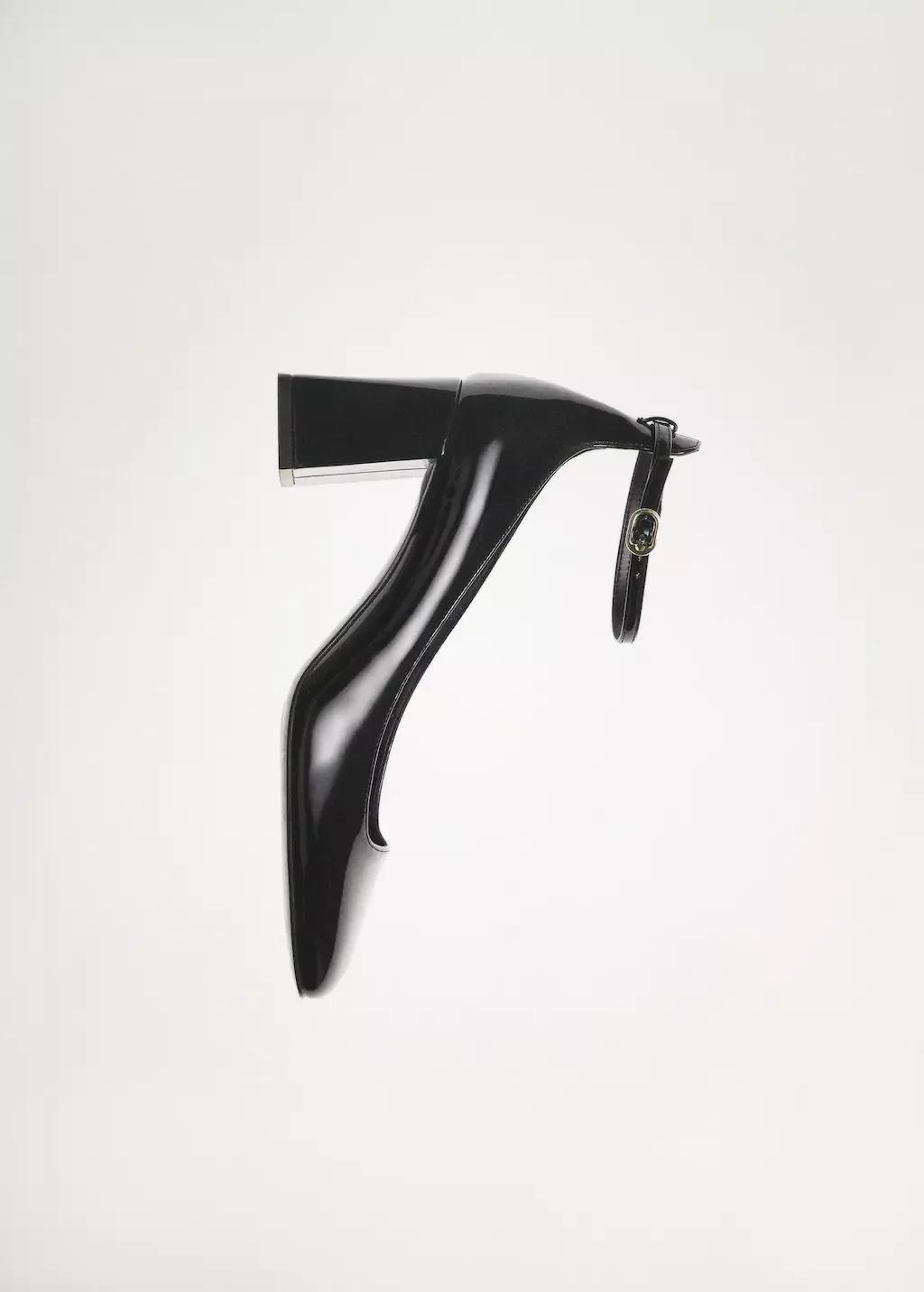 Black Patent Leather-Effect Heeled Shoes, , large image number 5