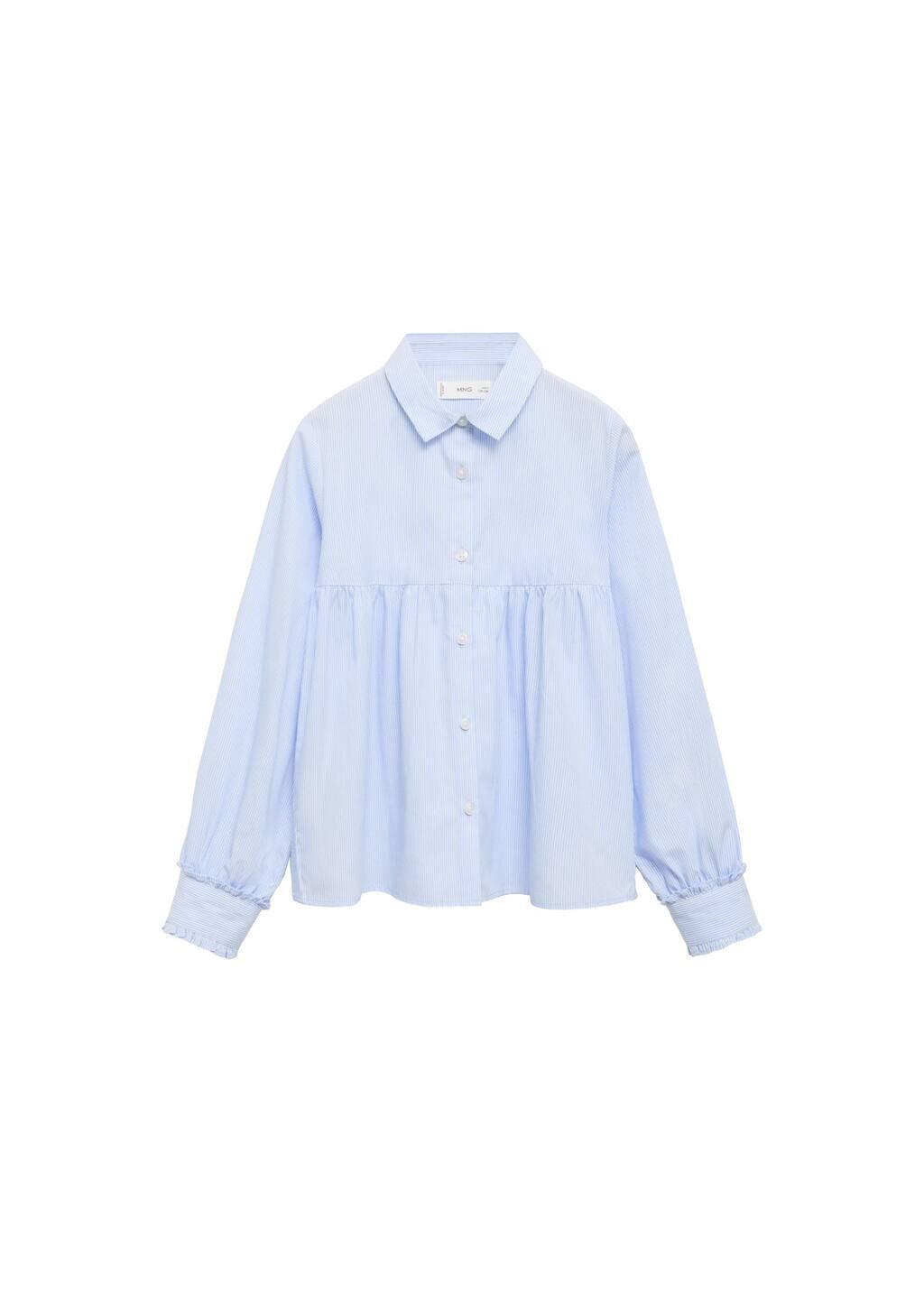 Blue Lt-Pastel Striped Ruffle Shirt, Kids Girl, , large image number 3