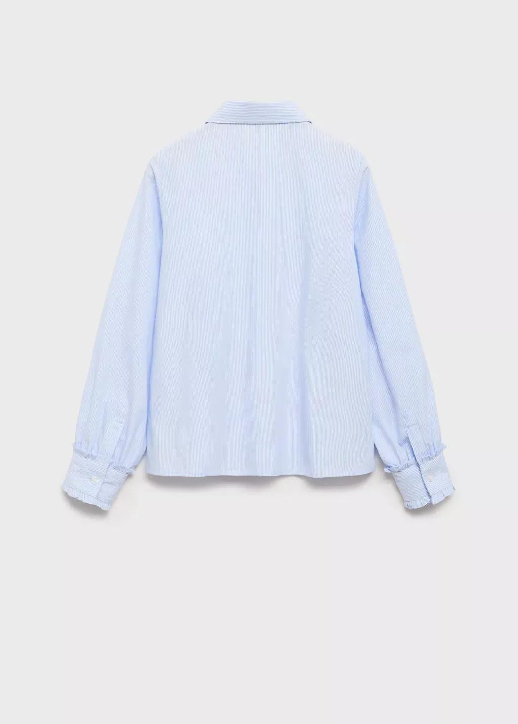 Blue Lt-Pastel Striped Ruffle Shirt, Kids Girl, , large image number 4