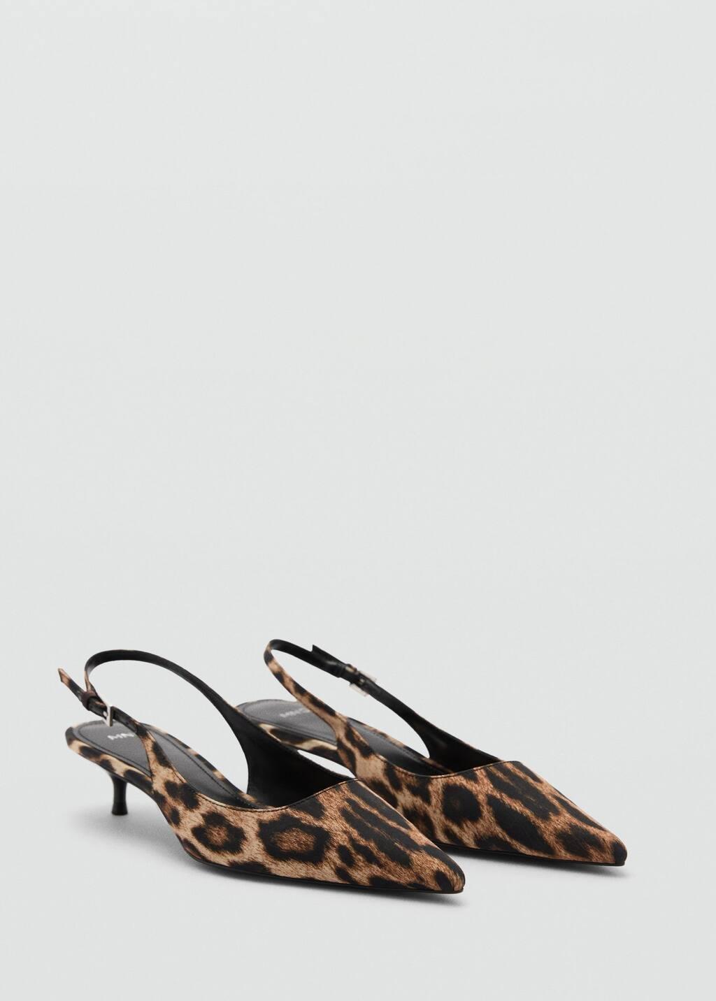 Black Leopard-Print Heeled Shoes, , large image number 0