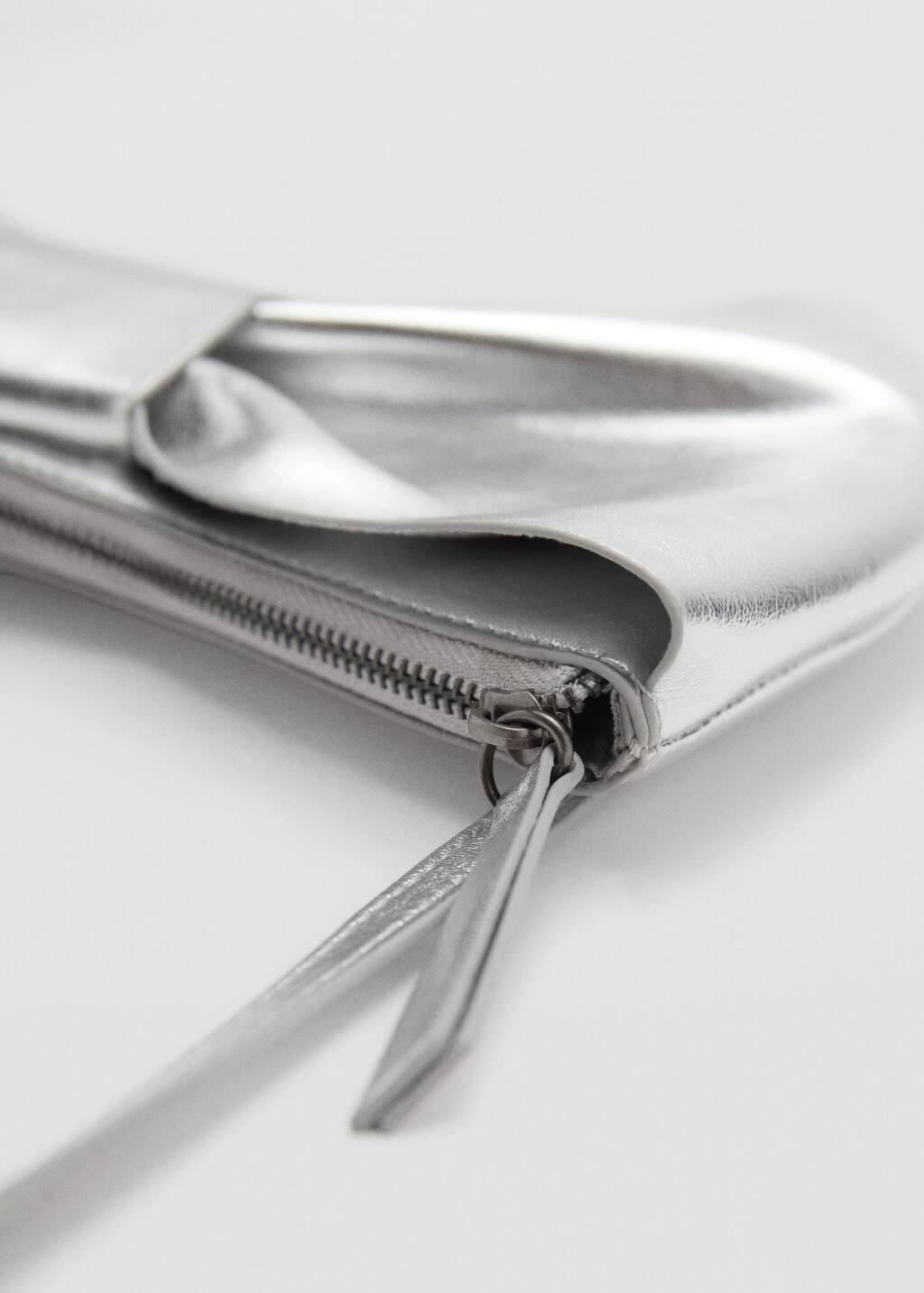 Silver Metallic Bow Bag, Kids Girl, Silver, large image number 2