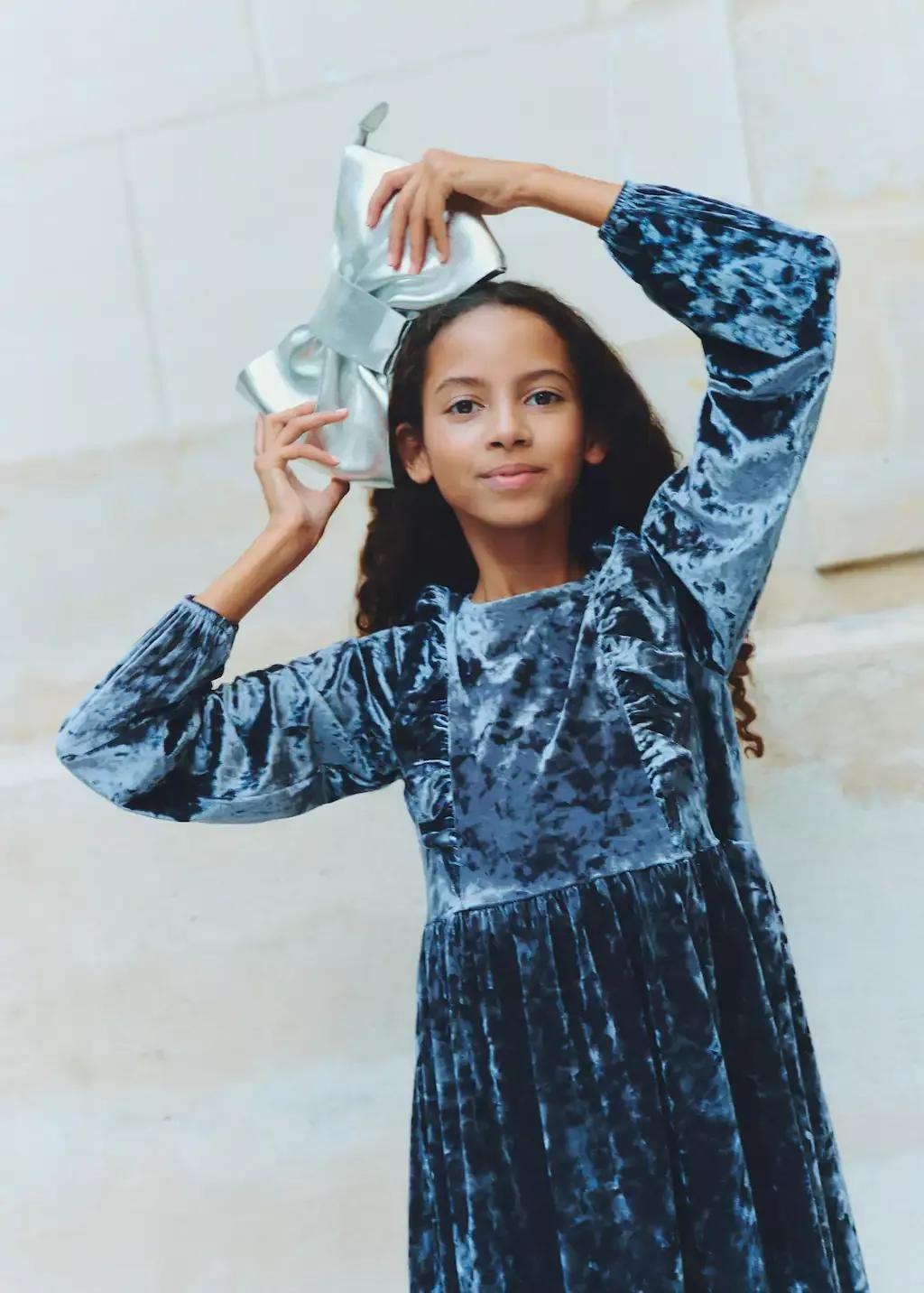 Silver Metallic Bow Bag, Kids Girl, Silver, large image number 4
